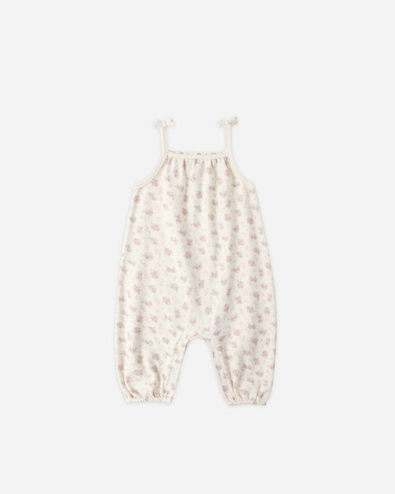 SMOCKED JUMPSUIT FLOWER FIELD - IVORY