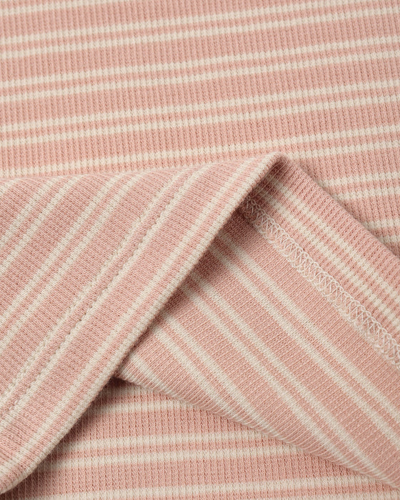 Ribbed Tee + Legging Set Dusty Rose Microstripe