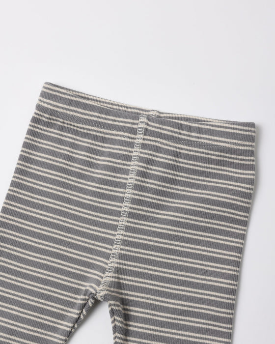 Ribbed Tee + Legging Set Slate Microstripe