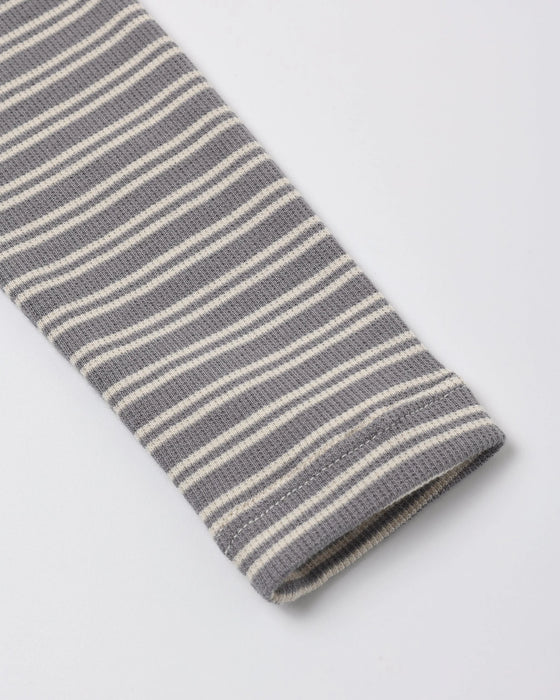 Ribbed Tee + Legging Set Slate Microstripe
