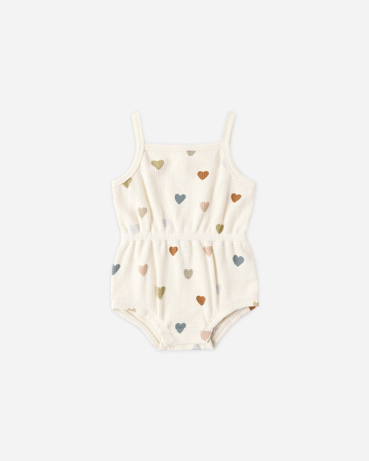 Waffle Cinch Romper Confetti Hearts