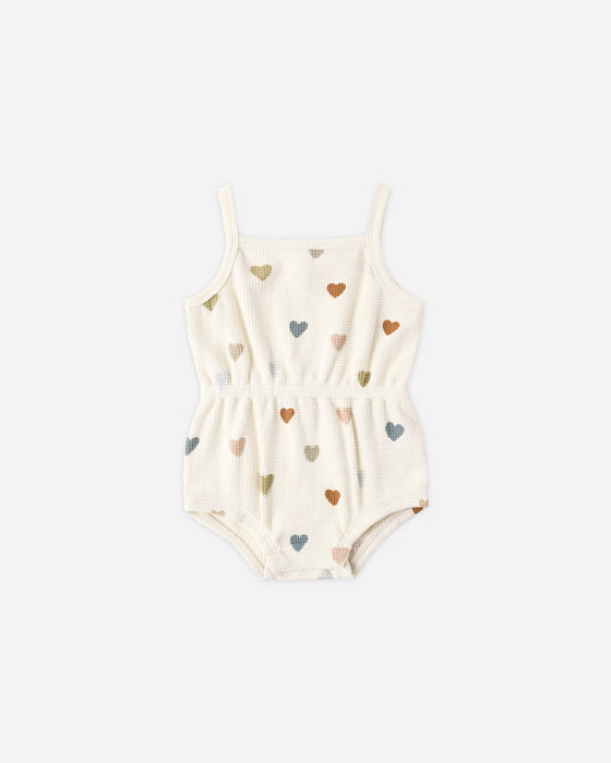 Waffle Cinch Romper Confetti Hearts