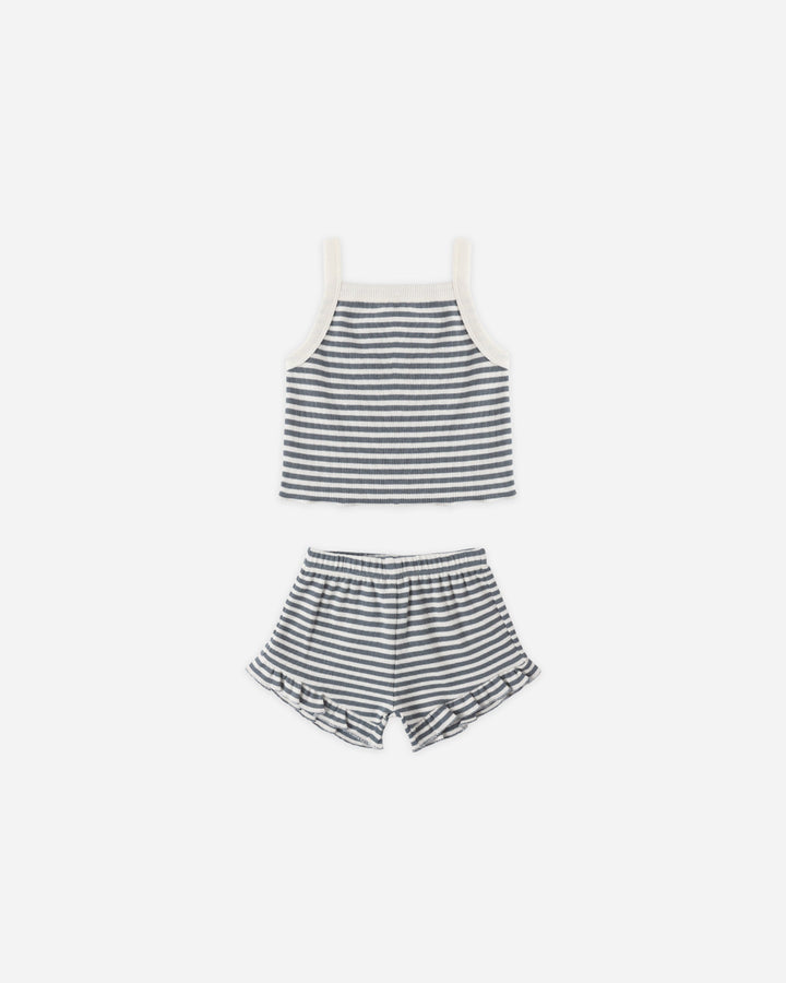 Evie Tank + Shortie Set Ocean Stripe