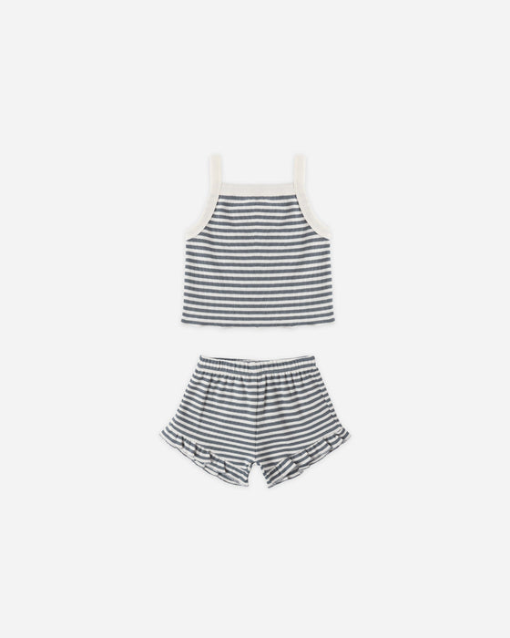 Evie Tank + Shortie Set Ocean Stripe