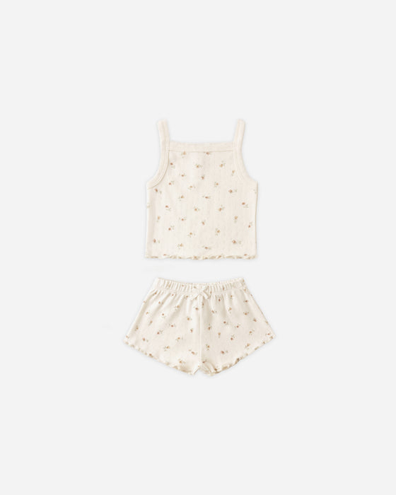 POINTELLE TANK + SHORTIE SET PETIT FLEUR - IVORY