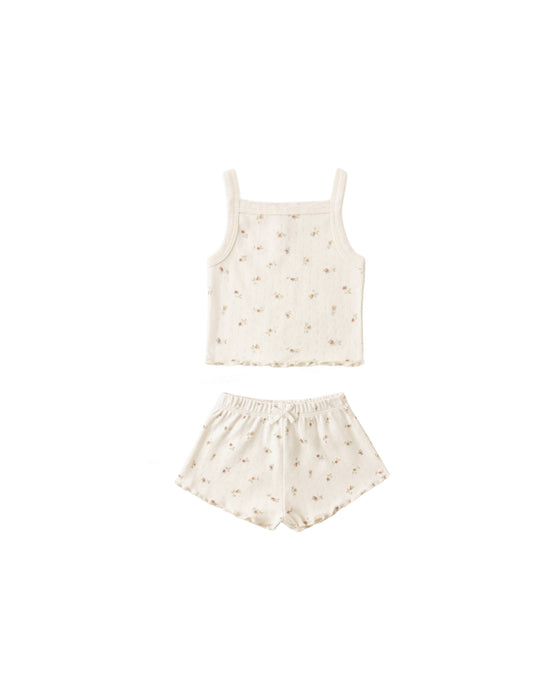 POINTELLE TANK + SHORTIE SET PETIT FLEUR - IVORY