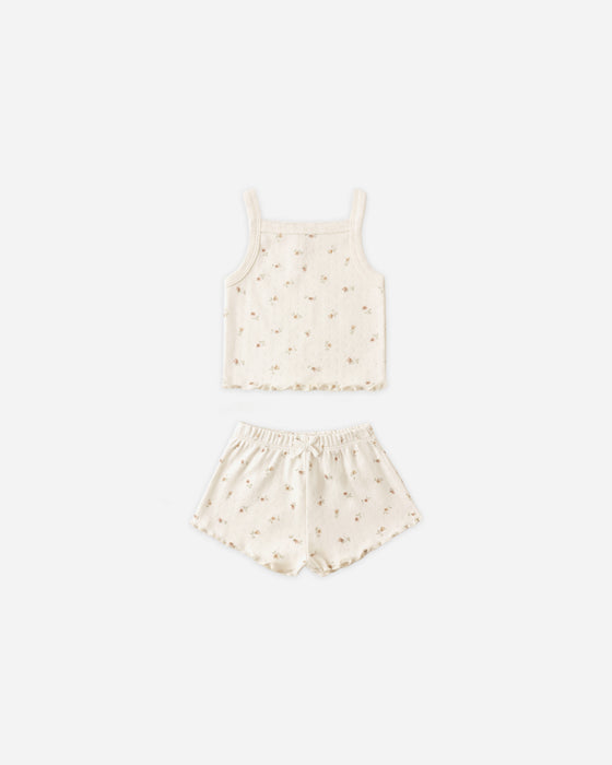 POINTELLE TANK + SHORTIE SET PETIT FLEUR - IVORY