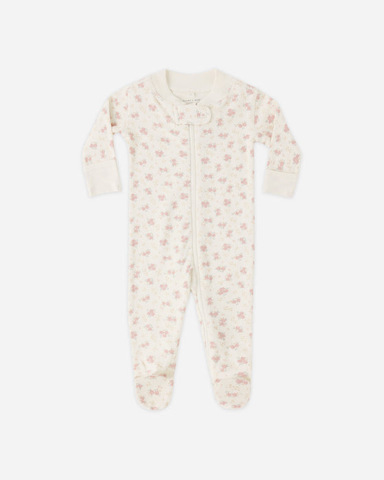 ZIP LONG SLEEVE SLEEPER FOOTIE CHICKS - IVORY