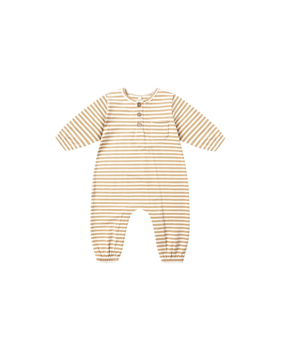 Long Sleeve Pocket Jumpsuit || Gold Stripe
