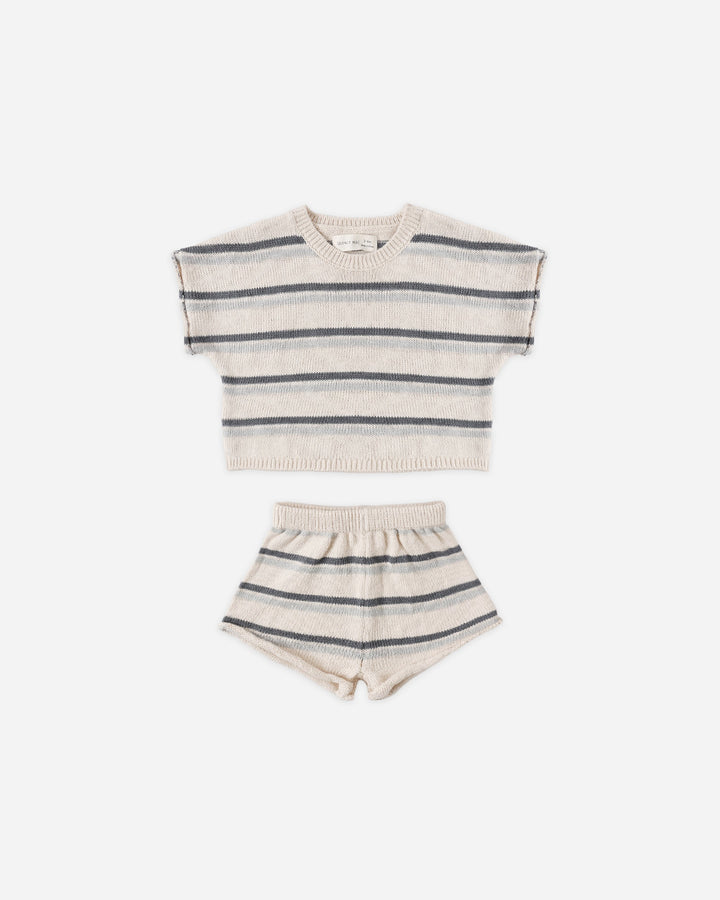 Relaxed Summer Knit Set Ocean Stripe