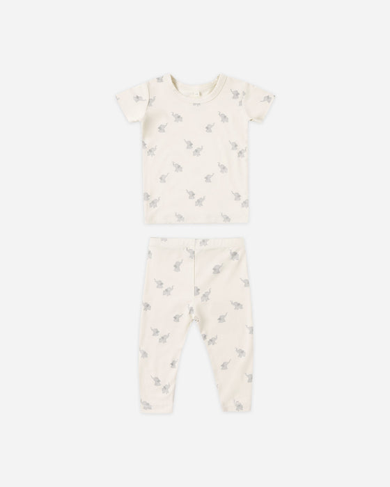 Bamboo Short Sleeve Pajama Set Elephants