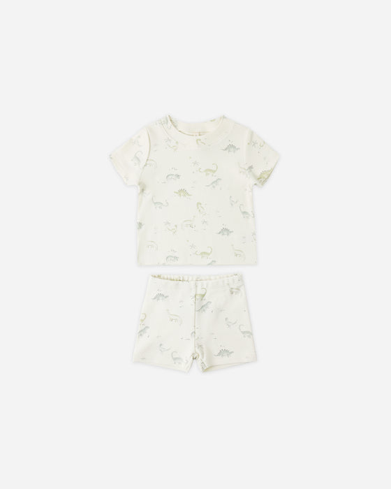 SUMMER PAJAMA SET DINOSAUR - IVORY