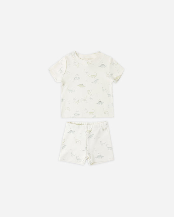 SUMMER PAJAMA SET DINOSAUR - IVORY