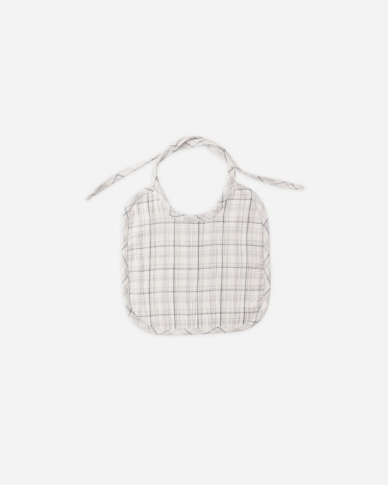 Woven Tie Bib Blue Plaid