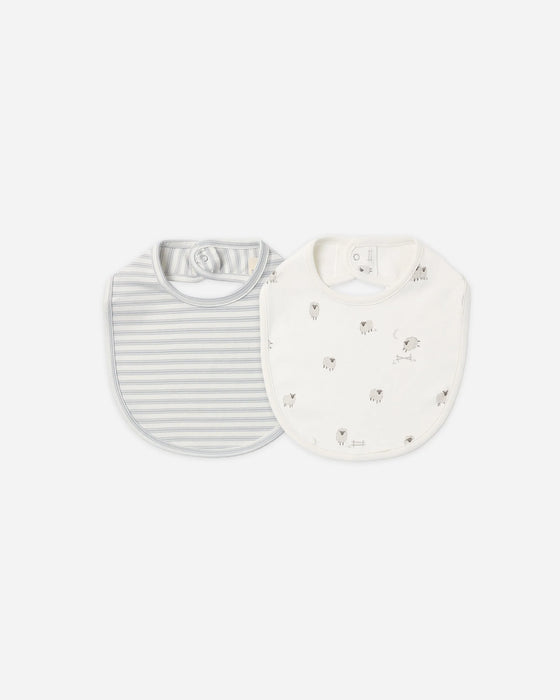 Jersey Snap Bib, 2 Pack Sheep, Cloud Stripe
