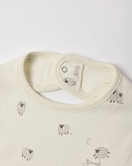 Jersey Snap Bib, 2 Pack Sheep, Cloud Stripe