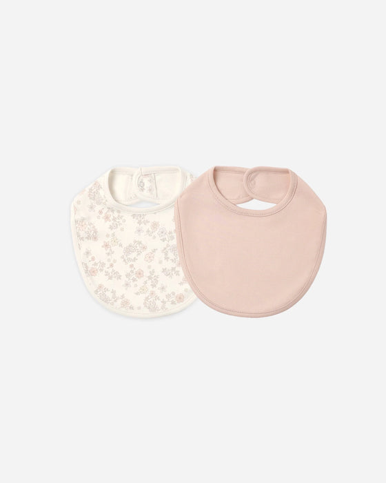 Jersey Snap Bib, 2 Pack Floral Vine, Dusty Rose