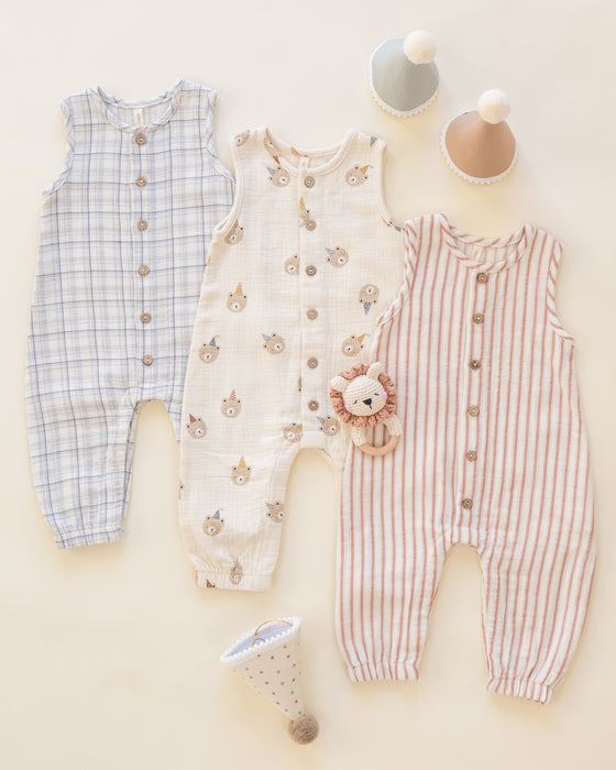 Woven Jumpsuit Blue Plaid