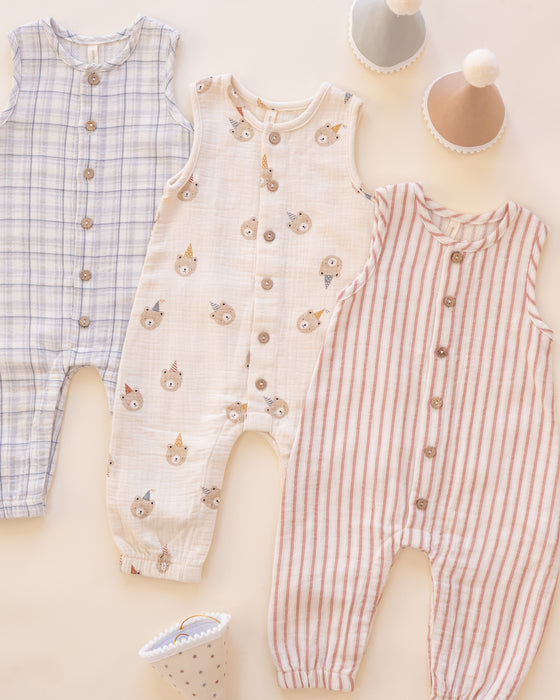 Woven Jumpsuit Blue Plaid