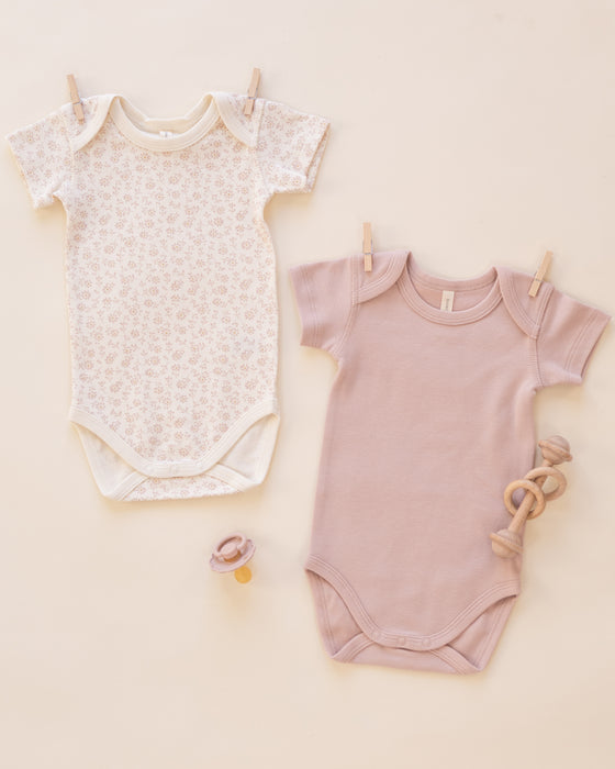 Short Sleeve Bodysuit Pack Ditsy, Blush - Ivory-Blush