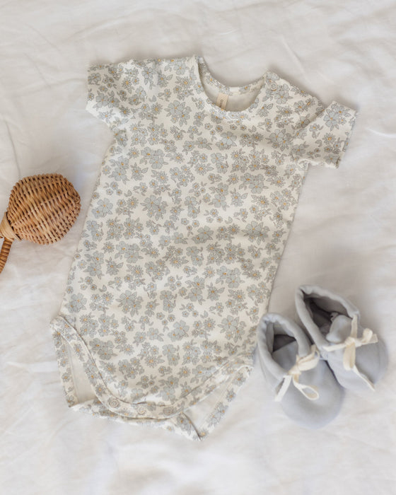 Bamboo Short Sleeve Bodysuit Blue Floral