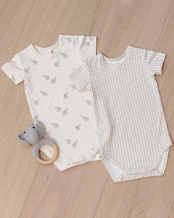 Bamboo Short Sleeve Bodysuit Elephants