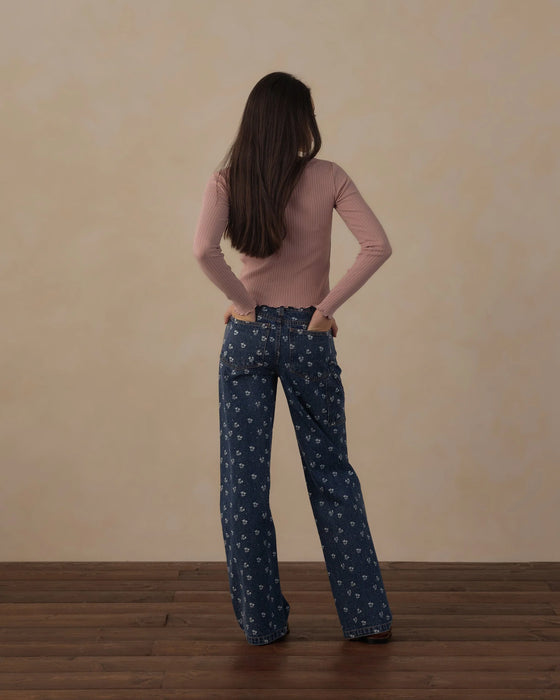 Teen Ribbed Long Sleeve Knit Tee Rosewood