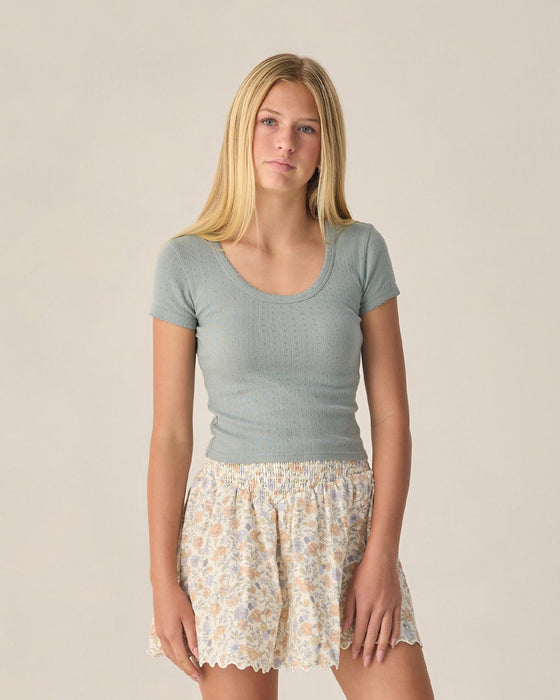 TEEN POINTELLE JERSEY SEA GREEN