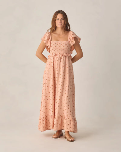 WOMEN'S FRANCESCA DRESS CHERRY EMBROIDERY - MELON