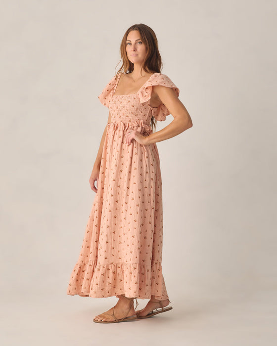 WOMEN'S FRANCESCA DRESS CHERRY EMBROIDERY - MELON