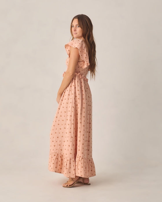 WOMEN'S FRANCESCA DRESS CHERRY EMBROIDERY - MELON