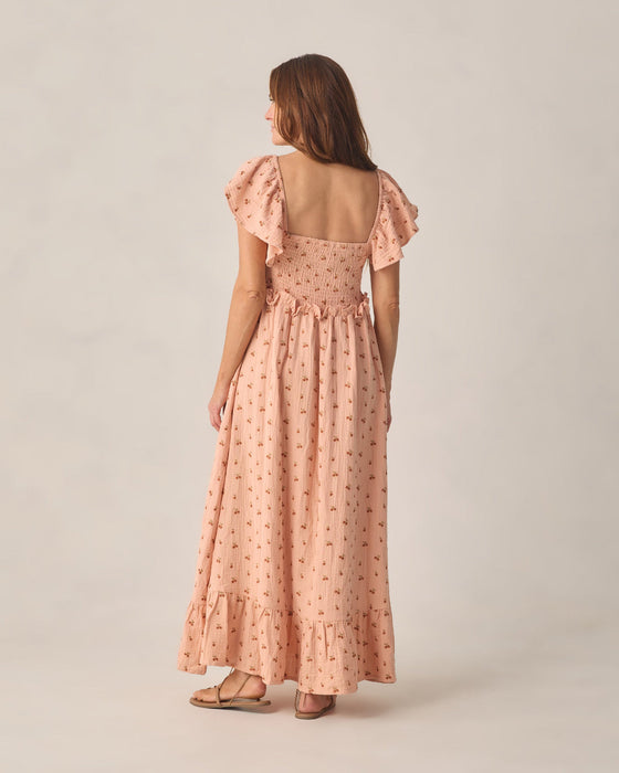WOMEN'S FRANCESCA DRESS CHERRY EMBROIDERY - MELON