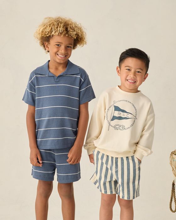 Chandler Knit Polo Navy Stripe