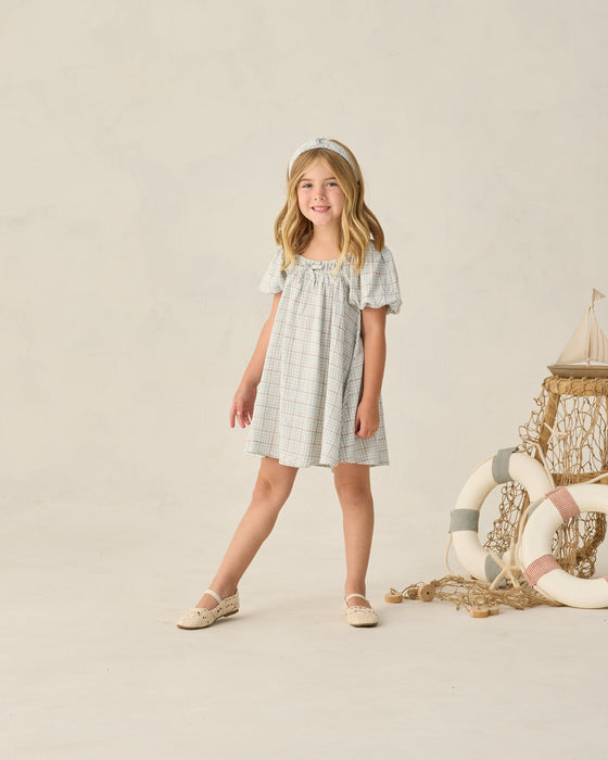 Sabrina Mini Dress Light Blue Plaid - Light-Blue
