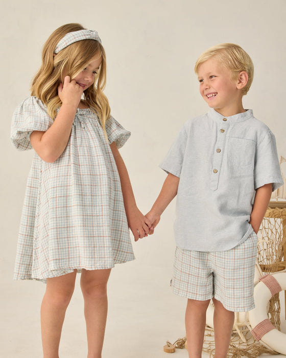Sabrina Mini Dress Light Blue Plaid - Light-Blue