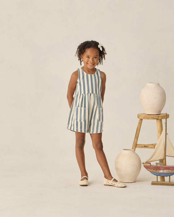 Dani Romper Navy Stripe - Natural