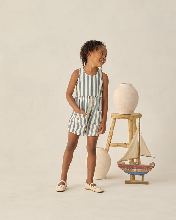 Dani Romper Navy Stripe - Natural
