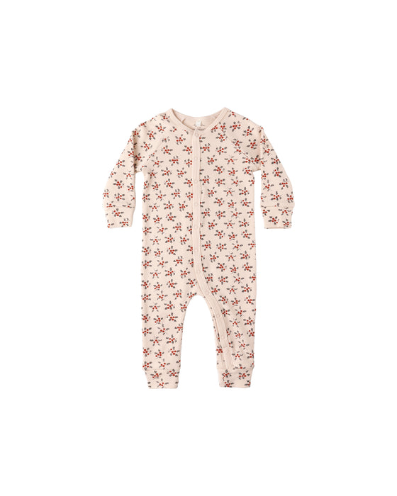 Organic Long John Pajamas || Holly Berry
