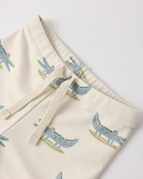BOYS RASHGUARD SET ALLIGATORS - NATURAL