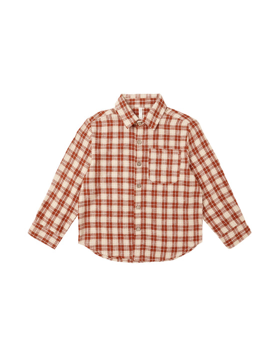 Collared Long Sleeve Shirt || Red Plaid