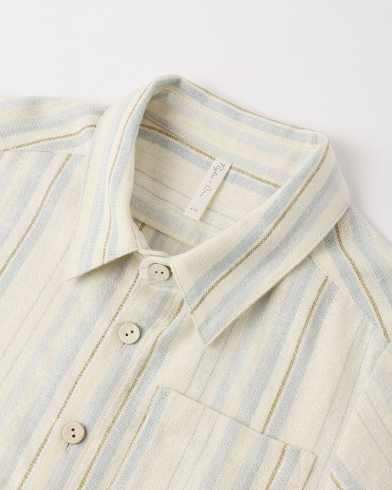 COLLARED SHORT SLEEVE SHIRT SEA STRIPE - NATURAL