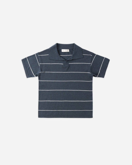 Chandler Knit Polo Navy Stripe