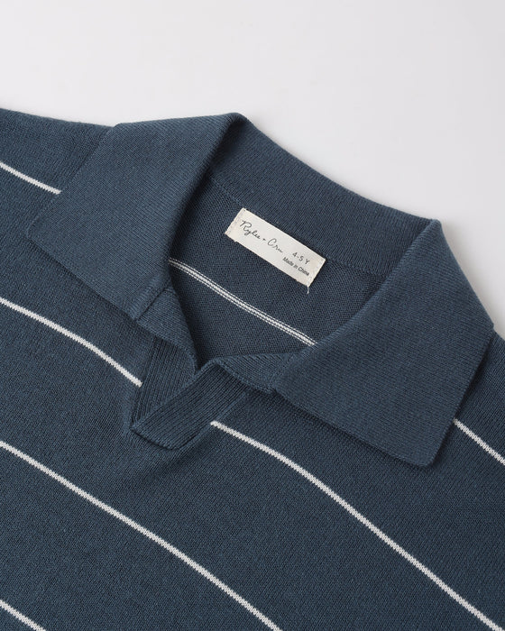 Chandler Knit Polo Navy Stripe