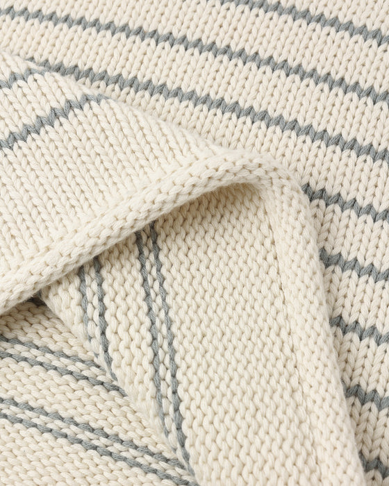 JACQUES SWEATER SEA GREEN STRIPE - NATURAL