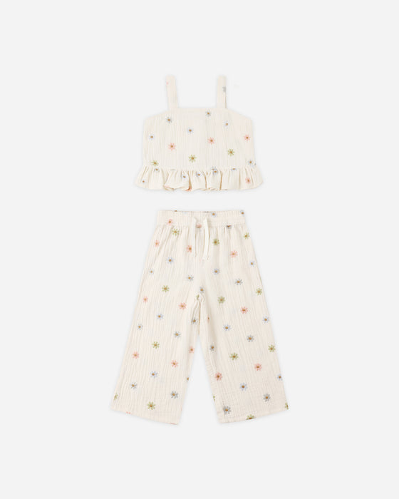 KAYLI SET EMBROIDERED DAISIES - NATURAL