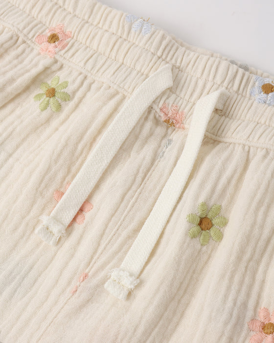 KAYLI SET EMBROIDERED DAISIES - NATURAL