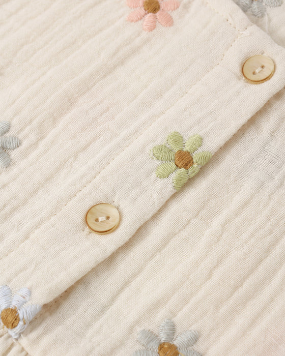 KAYLI SET EMBROIDERED DAISIES - NATURAL
