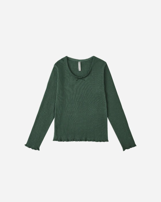 Ribbed Long Sleeve || Green TEEN
