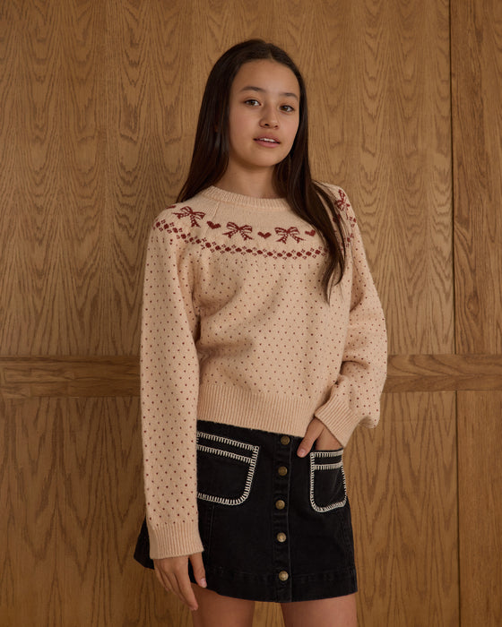 Teen Fair Isle Sweater || Bows