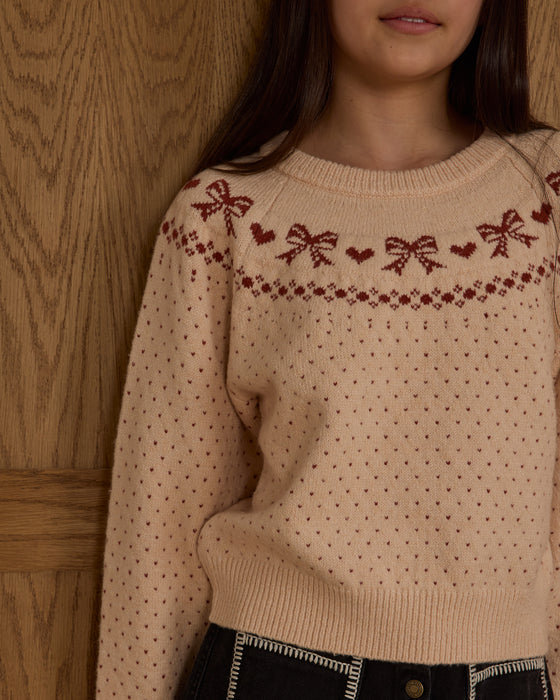 Teen Fair Isle Sweater || Bows